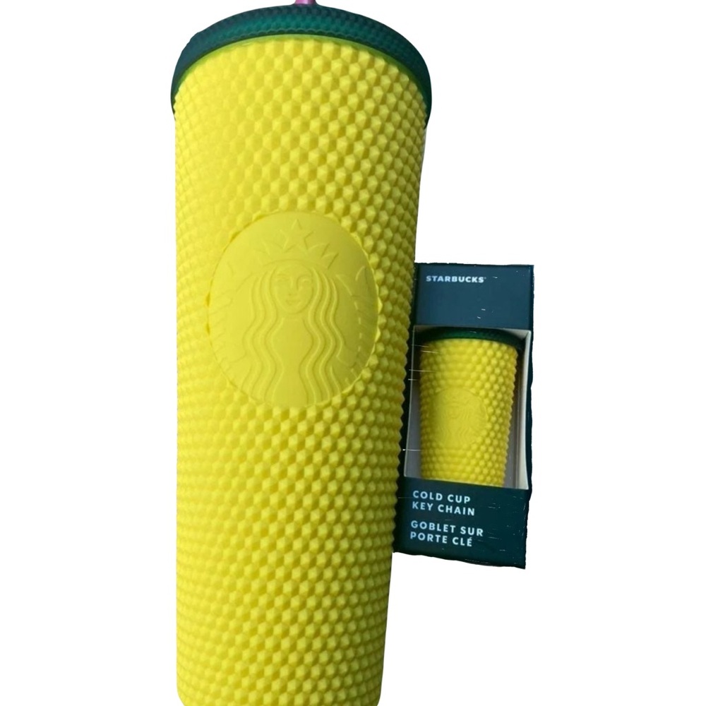 Starbucks Hawaii 2021 Studded Yellow Pineapple Tumbler 24oz & Matching Keychain - Picture 1 of 2